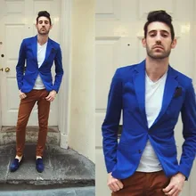 Индивидуальные Повседневное Стиль синий Блейзер коричневый Брюки для девочек человек костюм Slim Fit Мужская Свадьба Пром Костюмы смокинг жениха(куртка+ Брюки для девочек) TERNO