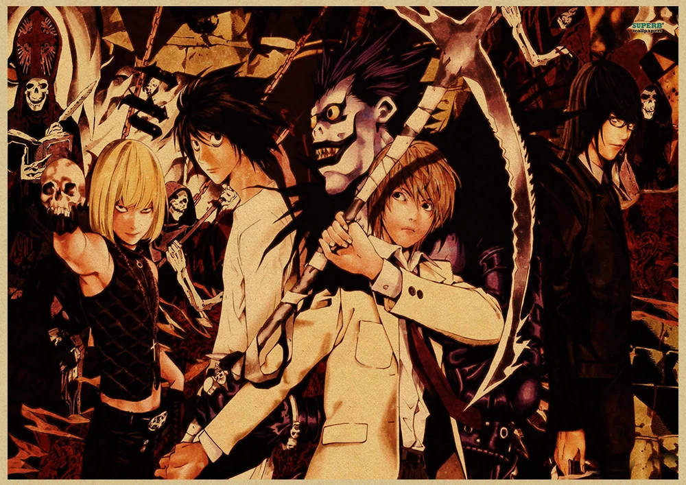 Death Note A стиль японский мультфильм комикс плакат крафт настенная бумажная наклейка Бар Кафе декоративный Paintin - Color: Chocolate