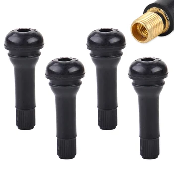 

beler New 4pcs Black TR414 Auto Car Wheel Tire Valve Stems Rubber Tubeless Snap In Tyre Valves With Dust Caps