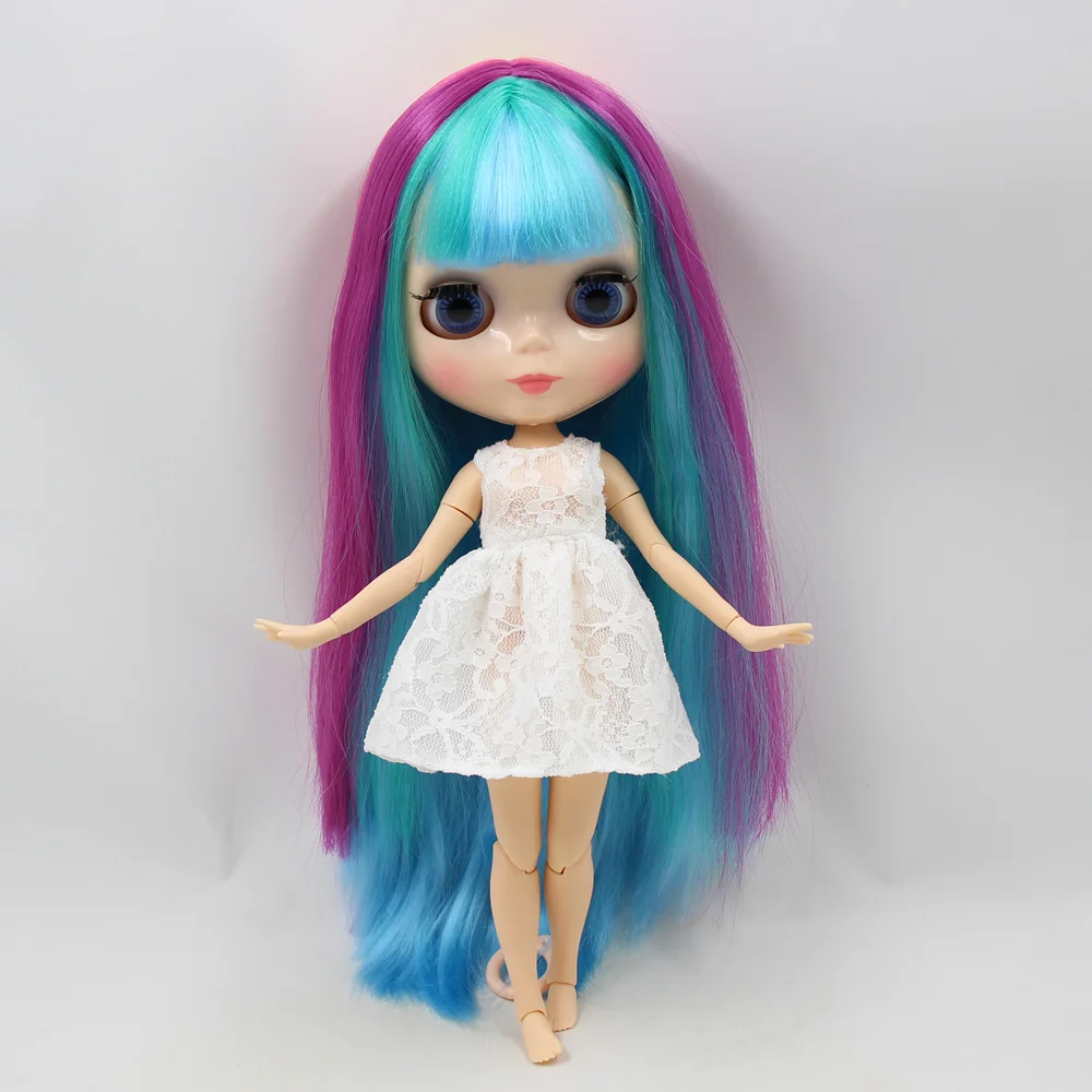 Ледяной DBS Blyth кукольные Разноцветные длинные прямые волосы с челкой натуральную