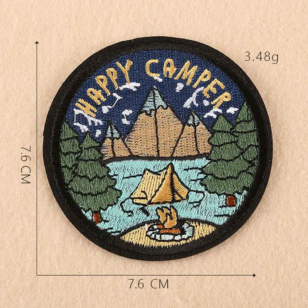 HAPPY CAMPER Путешествие автобус Открытый Туризм тема железа на вышитые одежды нашивки для одежды наклейки одежды оптом - Цвет: HAPPY CAMPER