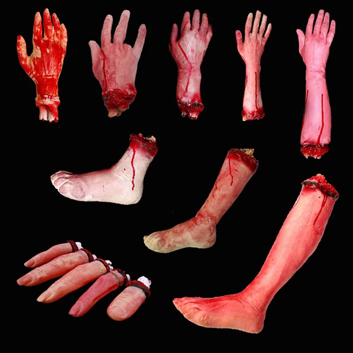 

Halloween Horror Props Bloody Hand Haunted House Party Decoration Scary Hand Finger Leg Foot Brain Heart