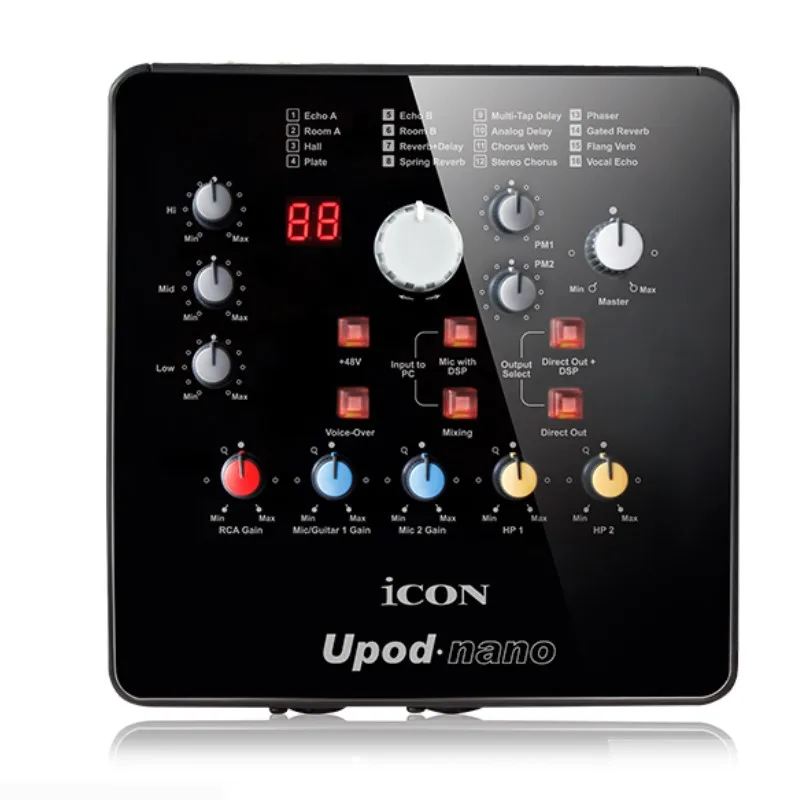

New Hot ICON upod nano USB Sound card Plug and play 2 mic-In/1 guitar-In , 2-Out USB Recording Interface + 48V phantom power