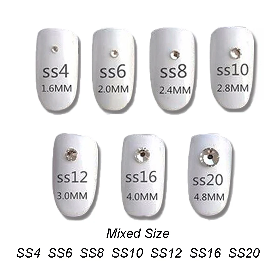 1440 шт Стразы для ногтей AB Цвет SS4-SS20 не горячей фиксации Стразы для ногтей для маникюра украшения ногтей аксессуары SA1015