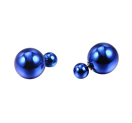 

1 pair studs/lot fashion women's big pearl simulated pearl candy piercing statement wedding stud earrings double faced