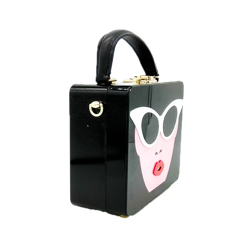Boutique De FGG "дамы с очками" акриловая коробка клатч для женщин сумки модные вечерние жесткий чехол Сумки через плечо Crossobdy сумка