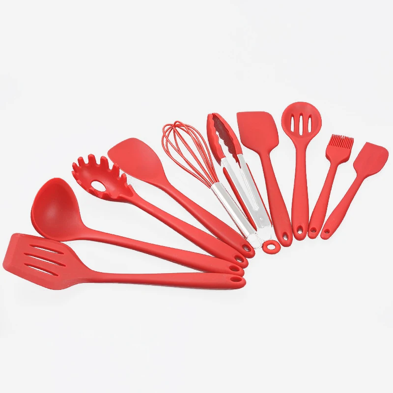 

Silicone Kitchenware Rubber Spatula Shovel Powder Fried Egg Whisker Food Clip Oil Brush Scraper Cooking Tools 10pcs/Set