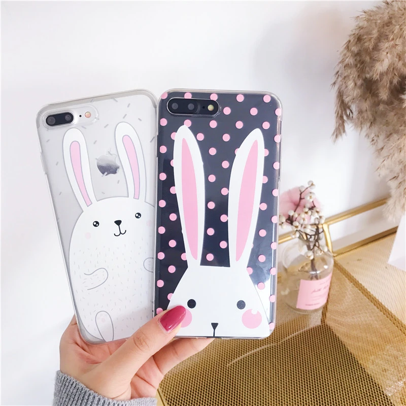 

Cyato cute spot white rabbit mobile phone case for iPhone 7 case for iPhone 6 case all-inclusive soft shell 8 plus X