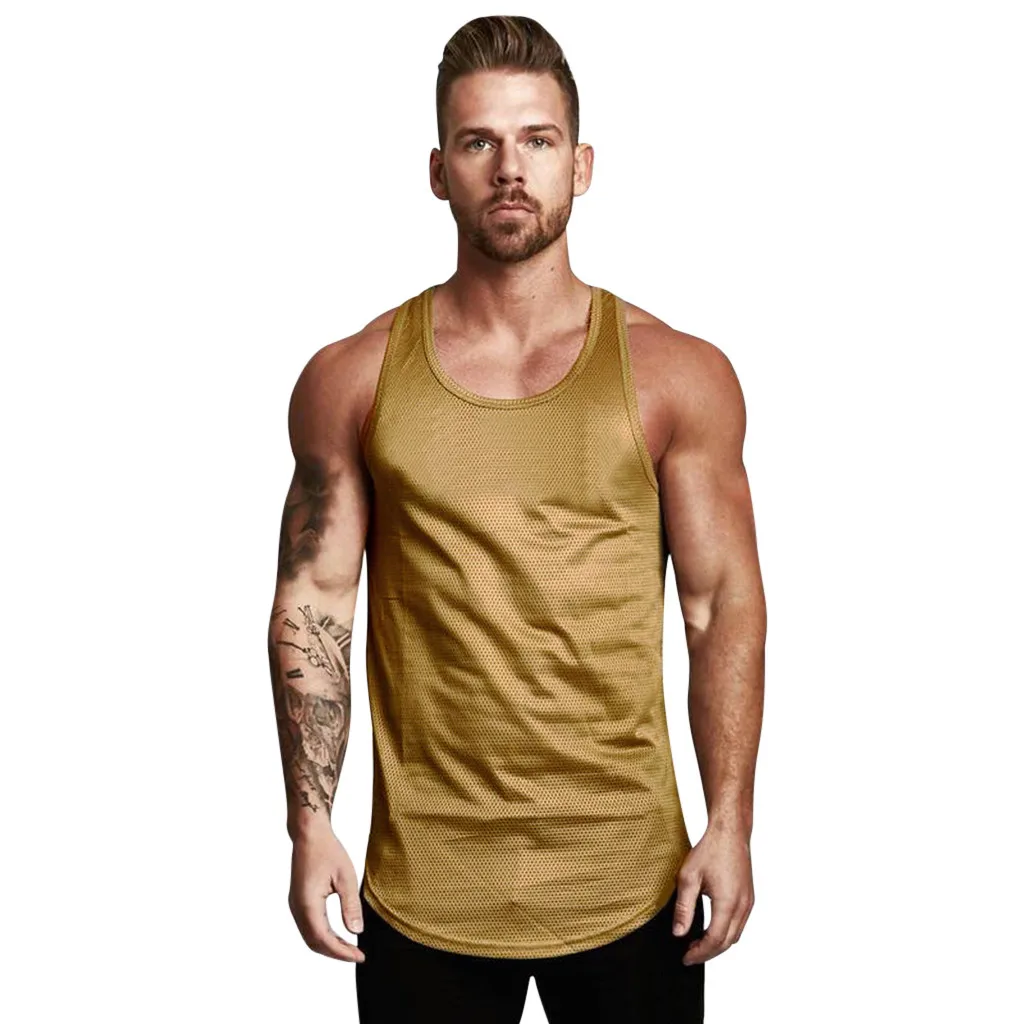 

Men's breathable vest round net quick-drying sleeveless ropa hombre gym clothing camiseta tirantes hombre gym tank top