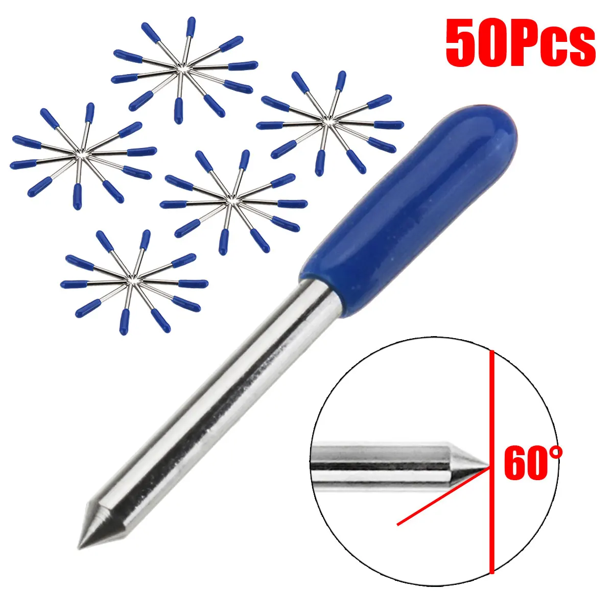 

WOLIKE 50Pcs 60 Degrees Cutter Cutting Blade Knife Vinyl Film Plotter Steel Tool