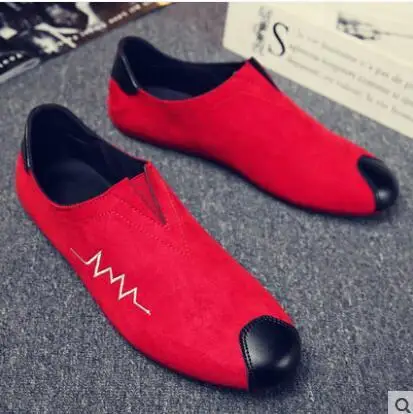 Мужская повседневная обувь ручной работы с вышитыми цветами розы; дышащая обувь на мягкой плоской подошве; модная мужская Удобная Нескользящая повседневная обувь - Цвет: red