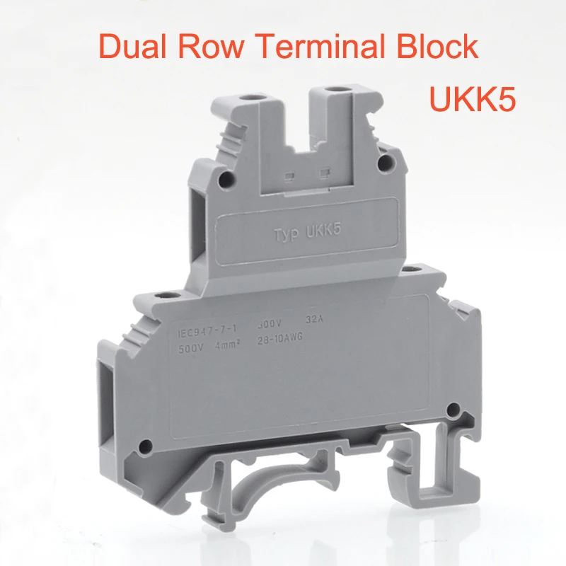 10/15/50 шт. Din rail dual row Винтовые клеммы UKK5 провода электрический double deck Терминалы Блок соединительные кабели morsettiera