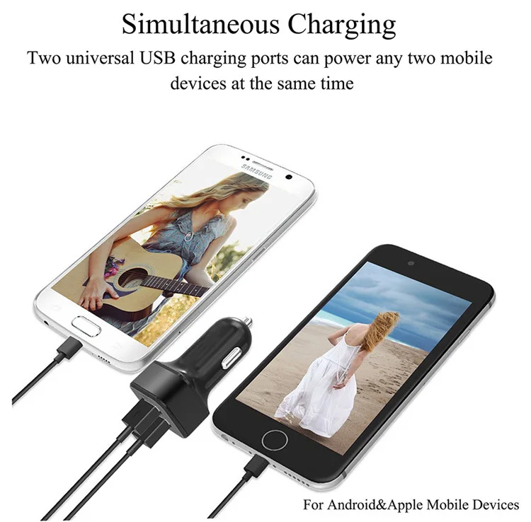 AMEEC Car Charge For IPhone Auto Chargers 2 Port Fast Car-Charging 5V Car Chargers For Phone Portable Mini Auto-Charge Retail (8)