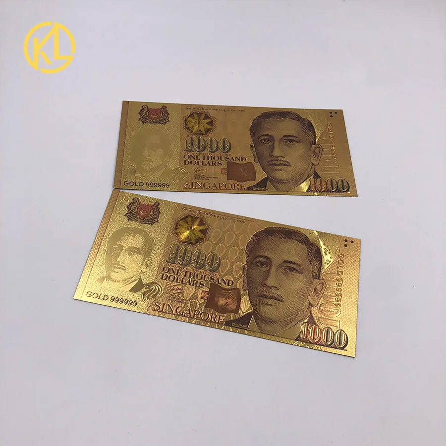1 Pc Singapura 1000 Dolar Emas Foil Platic Uang Kertas Uang Palsu Golden Bank Notes Untuk Souvenir Koleksi Dekorasi Uang Kertas Emas Aliexpress