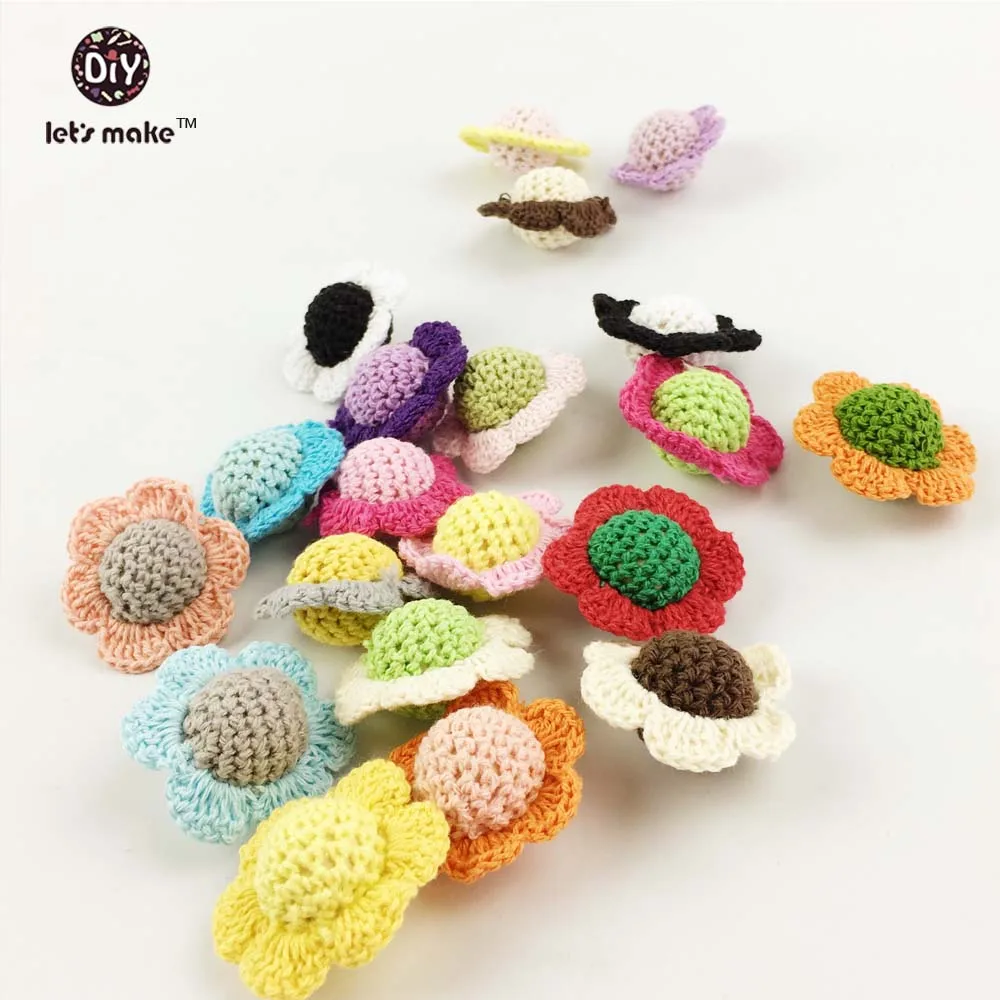 

Let's Make Boho Crochet Flower 40pc 100% Cotton Eco-friendly Wooden Beads Knitted Jewelry Teether Toys Crochet Ball Mix Color