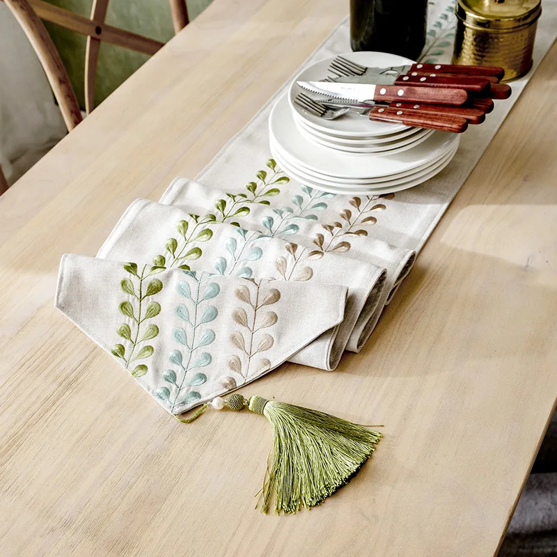 

Modern Quality Blending Table Runner For Dinner Tea Hallway 1pc Dustproof Table Runners Home Decor Embroidered Table Runners