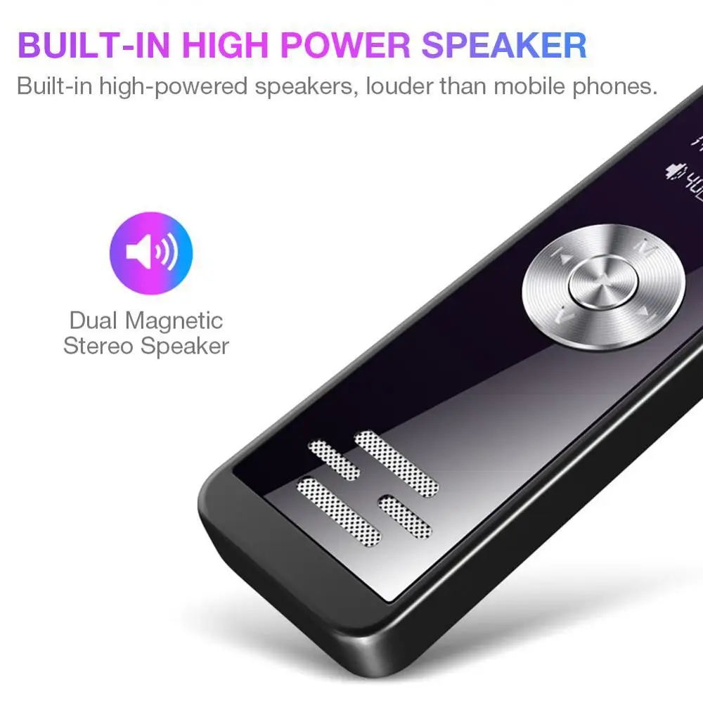 16GB Digital Voice Recorder Dual Microphone Dictaphone Sound Activated Recording Meeting Class With WAV,MP3 Player