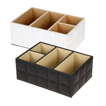 

PU Leather Storage Boxes Luxury Remote Control Phone Holder Home Office Car Organizer Cosmetic Make Up Container Black White