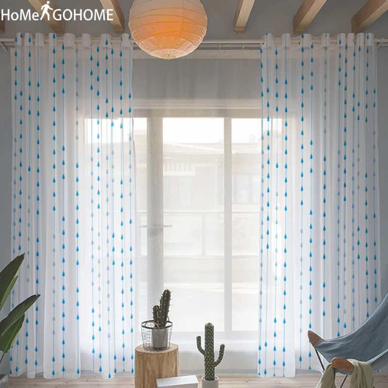 Funny Water Droplets Print 3d Tulle Curtains For Living Room