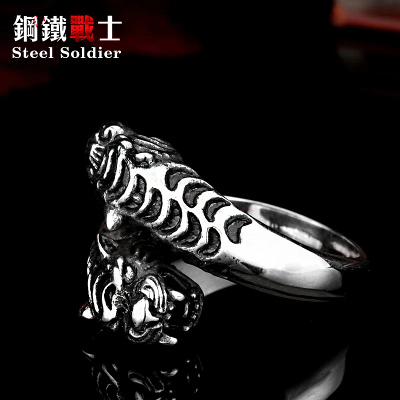 Мужское винтажное Открытое кольцо из нержавеющей стали с тигром|open ring|ring vintagering