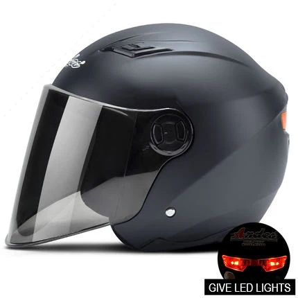 Moto rcycle шлем 3/4 открытый шлем для скутера capacete moto rbike шлем модульный откидной шлем casco moto с объективом светодиодный свет - Цвет: Dumb black with lamp