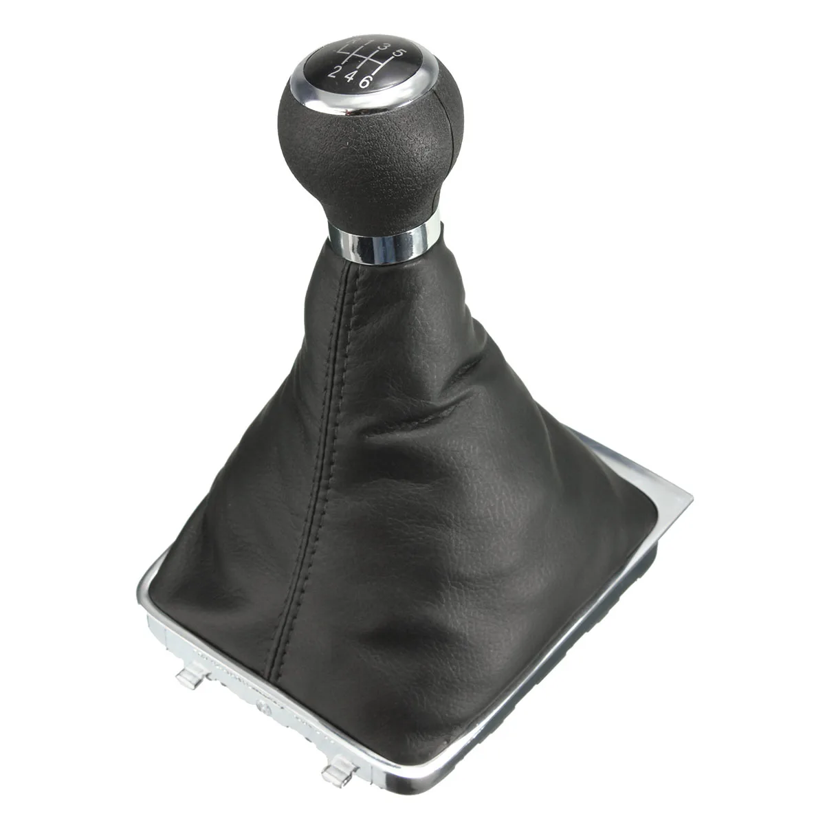Buy New 6 Speed Black PU Leather Gear Shift Stick Knob