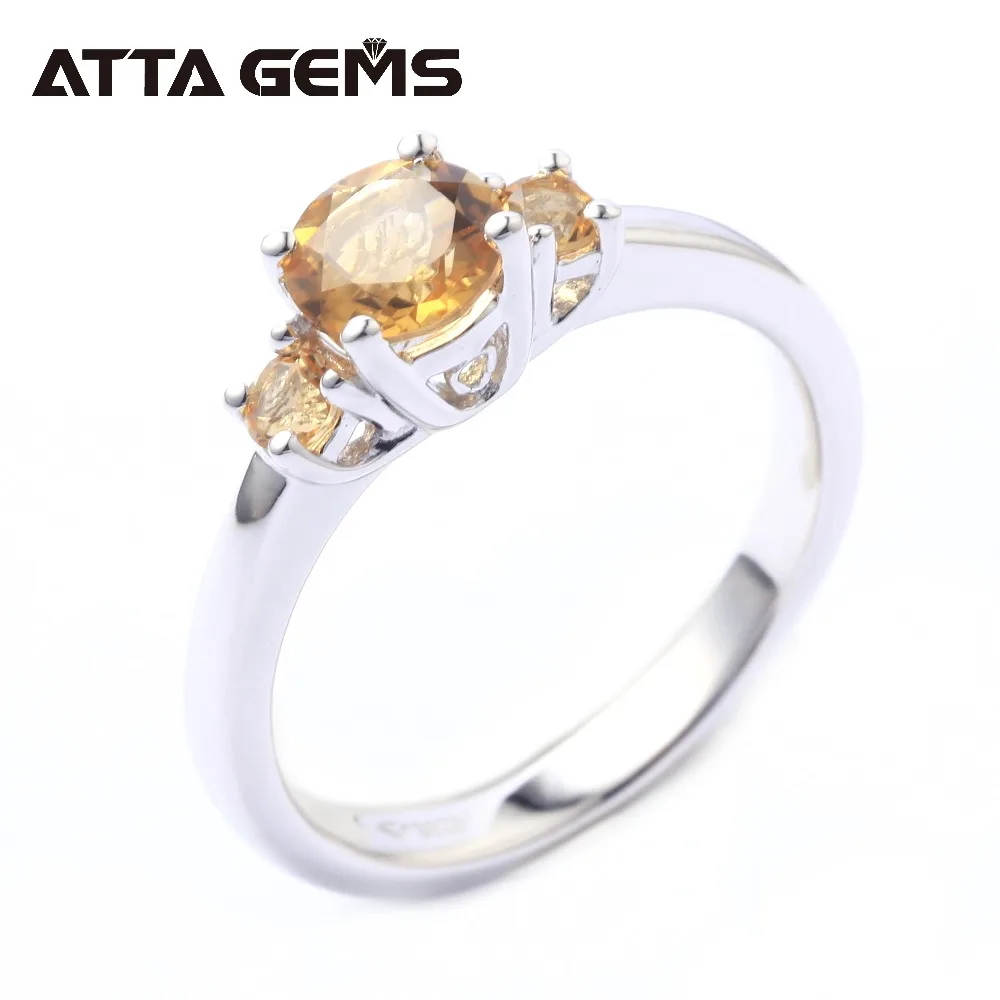 

Natural Citrine Sterling Silver Rings for Women Fashion Style Natural Yellow Crystal Simple Design for Birthday Christmas Gifts