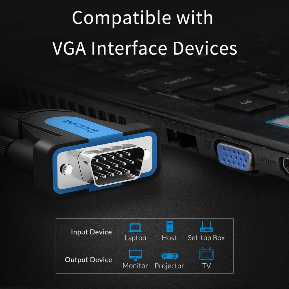 Кабель Unnlink VGA FHD 1080P@ 60H 15 Pin для подключения к разъему VGA 1m 1,5 m 3m 5m 8m 10m 20m для компьютера, СВЕТОДИОДНЫЙ монитор для ТВ-проектора