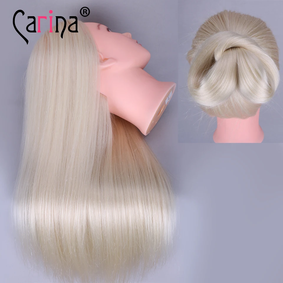 

Training Mannequin Head for Hairdressers 70% Real Hair Heat Resistant Training Head Blonde Hair 22" Mannequin Head for Styling