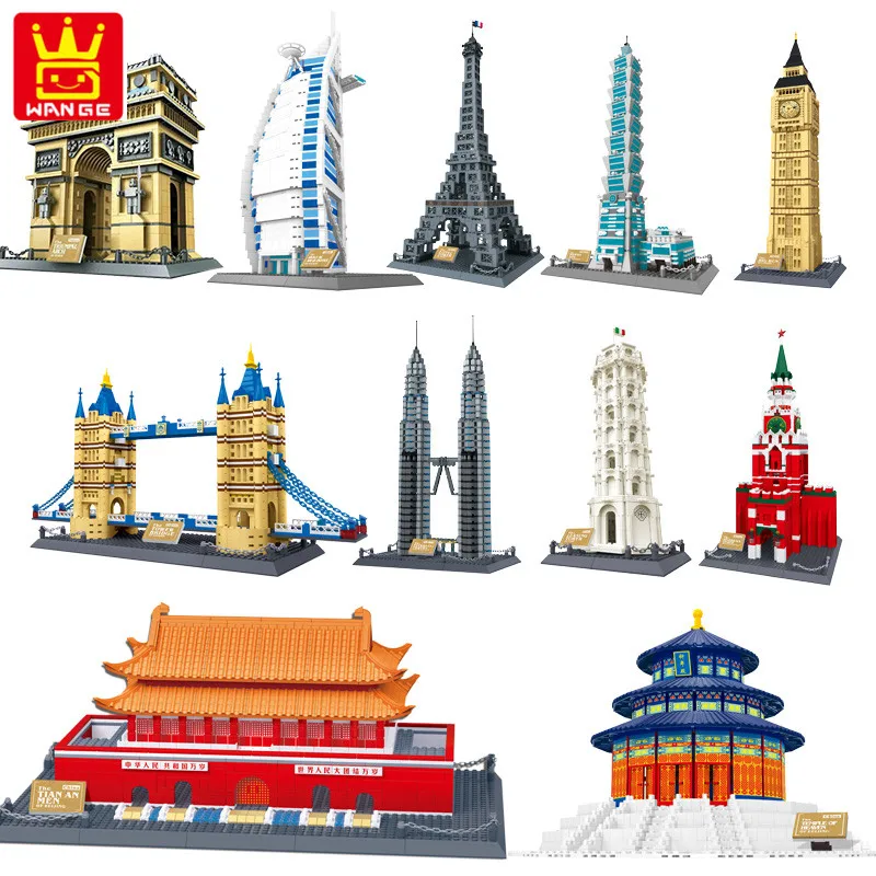 

Wange 8011-21 Great architectures 11 models London Bridge Big Ben Tiananmen Building Block Sets Educational DIY Bricks Toys
