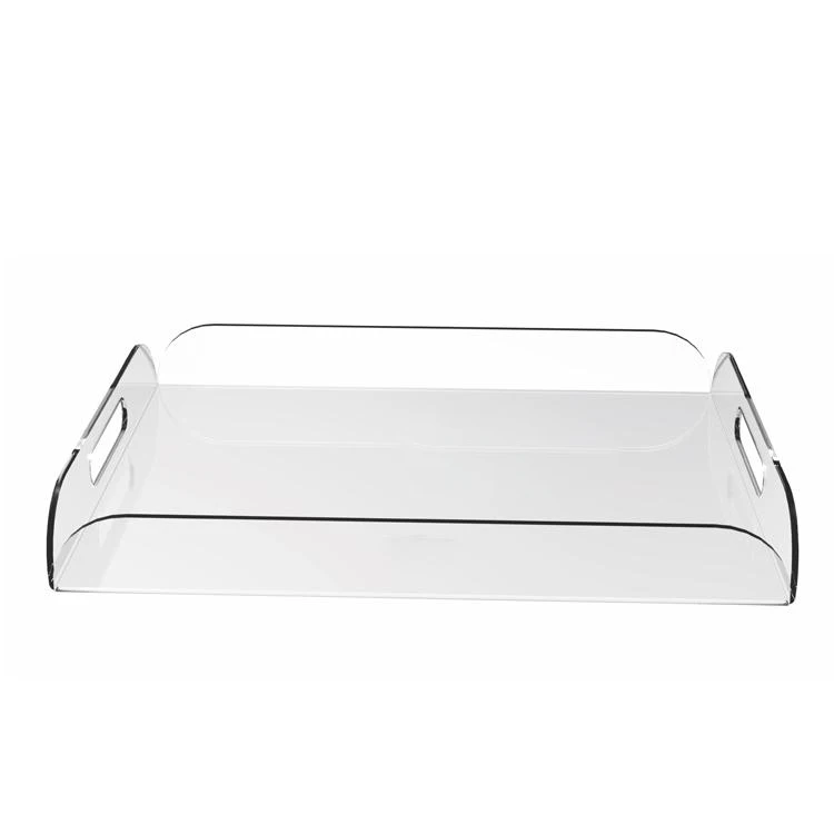

Clear Acrylic Breakfast Serving Tray With Handles Multipurpose Decorative Plexiglass Wine Glasses Tray