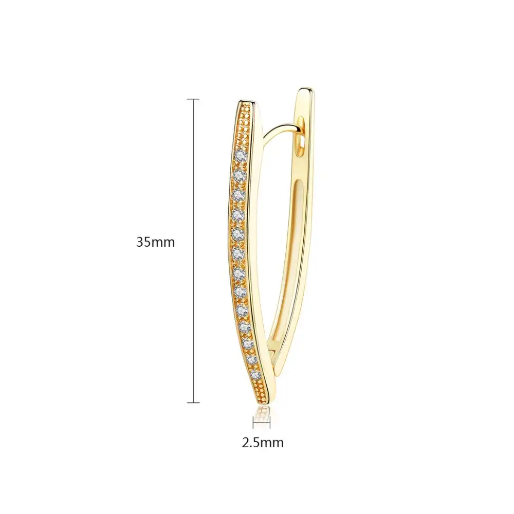 Trendy Zirconia Irregular Crystal Simple Geometric Creative Boat Shape Gold Hoop Earrings For Women Fashion Jewely E h0215|Серьги-кольца|