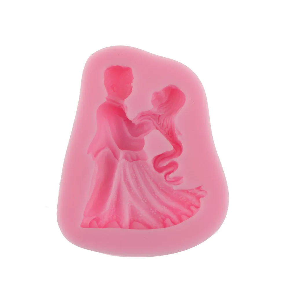 Пара в виде жениха и невесты Baby Shower вечерние 3D цветок силиконовый помадной форма