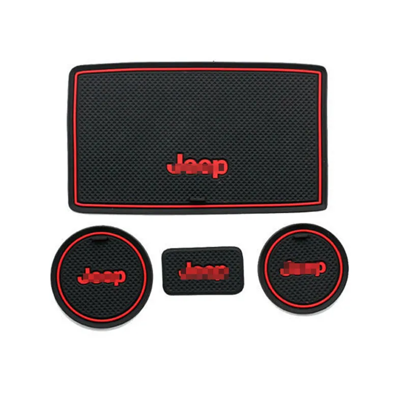 

Teeze 1set Non-Slip Interior Soft Rubber Door Panel Mats Cup Holder Pad For Jeep wrangler