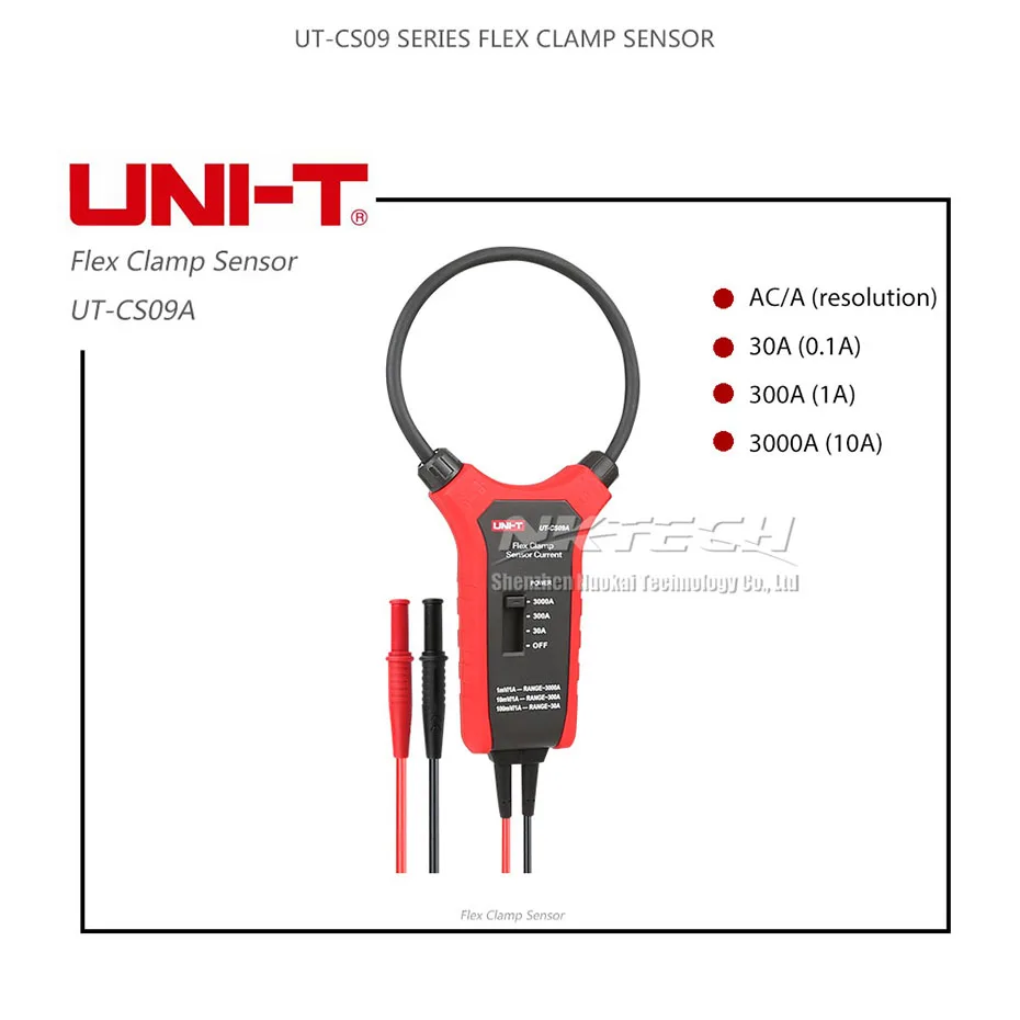 UNI-T UT-CS09C UT-CS09A Flex Clamp Сенсор метр Цифровой мультиметр 1.5A~ 3000A высокая гибкая переменного тока Амперметр щупы осциллографа Тесты
