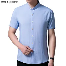 R.n.j. Классические хлопковые Формальные однотонные рубашки мужская одежда с коротким рукавом мужские повседневные тонкие рубашки подходят для мужчин