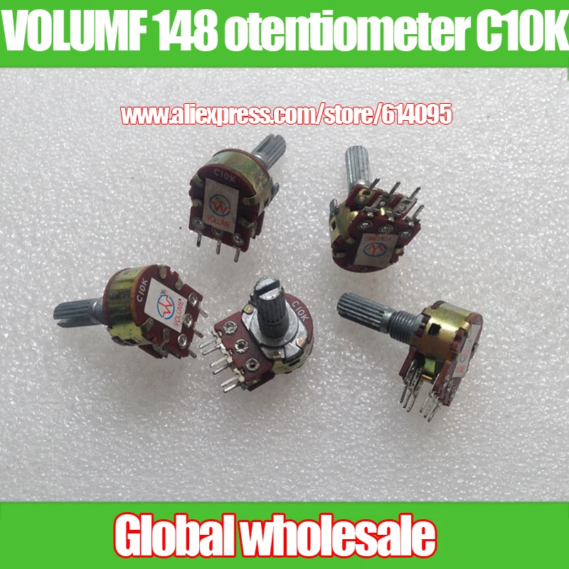C10K 10K Ohm D Shaft Volume Control Logarithmic Taper Potentiometer
