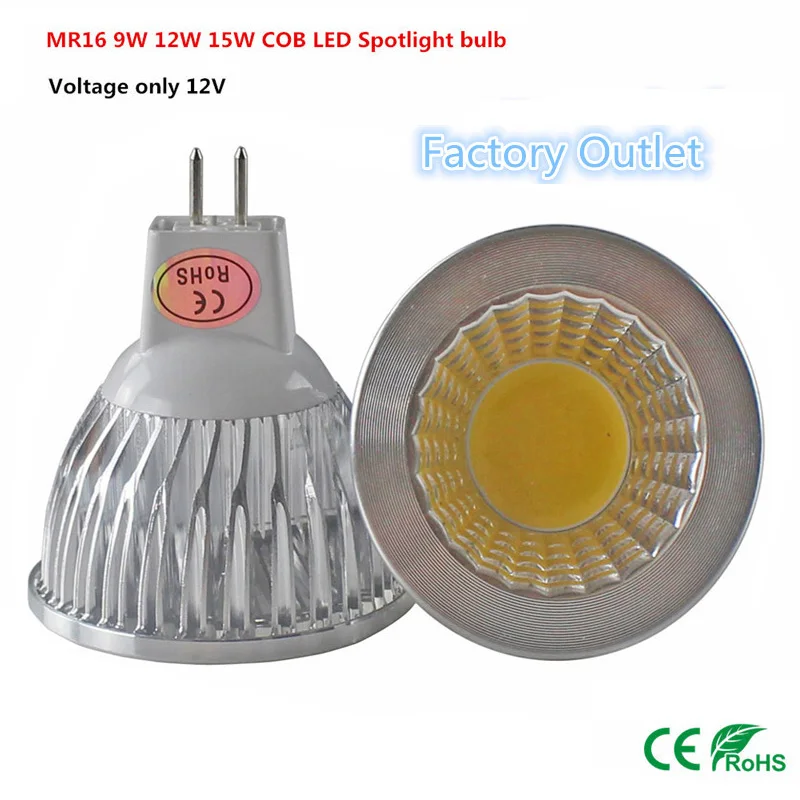 

1pcs Super deal MR16 COB 9W 12W 15W LED Light Bulb MR16 12V, Warm White / Pure / Cold White led LIGHTING
