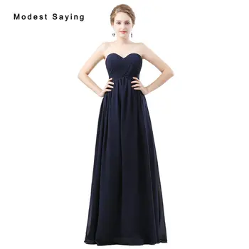 Elegant Navy Blue A-Line Sweetheart Pleated Bridesmaid Dresses 2018 Girls Floor-Length Chiffon Maid of Honor Party Prom Gowns
Elegant Navy Blue A-Line Sweetheart Pleated Bridesmaid Dresses 2018 Girls Floor-Length Chiffon Maid of Honor Party Prom Gowns