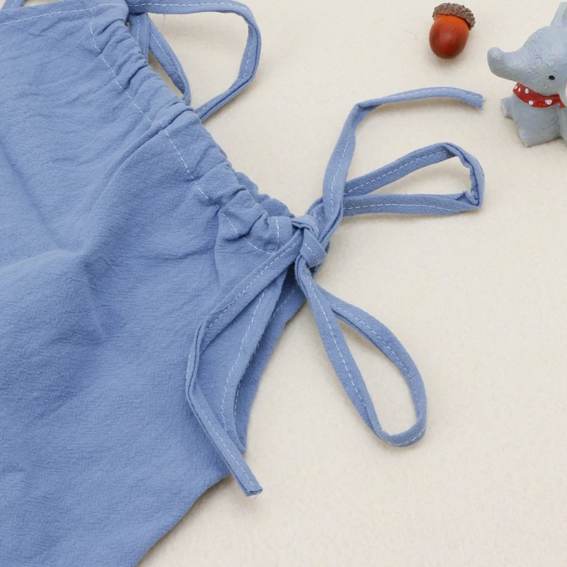 Летний хлопковый топ на бретелях для маленьких девочек, футболка без рукавов, топ с завязками на плечах для новорожденных, модная рубашка, FR024