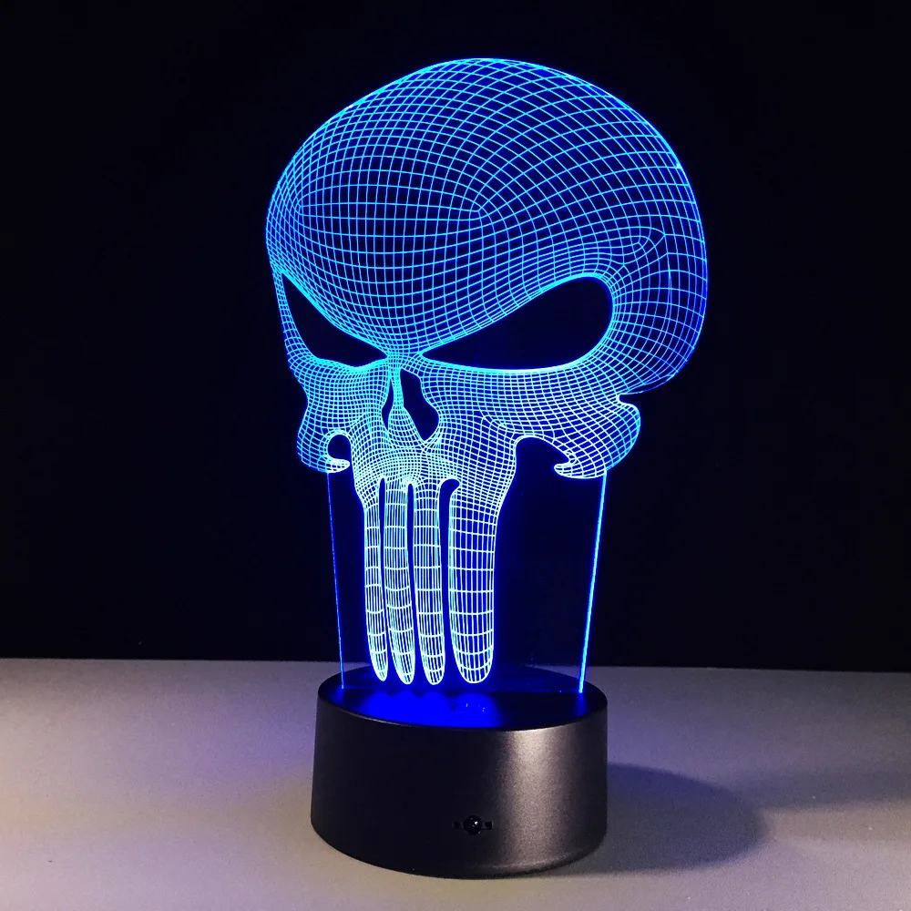 

Punisher Figure RGB Color Changing 3D Led Night Light Skull Colorful Acrylic USB LED Table Lamp Creative Punisher Action Figure