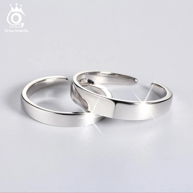 ORSA JEWELS Pure 925 Sterling Silver Rings for Women&Men Couple Ring Romantic Wedding Valentine Present Fashion Jewelry SR21