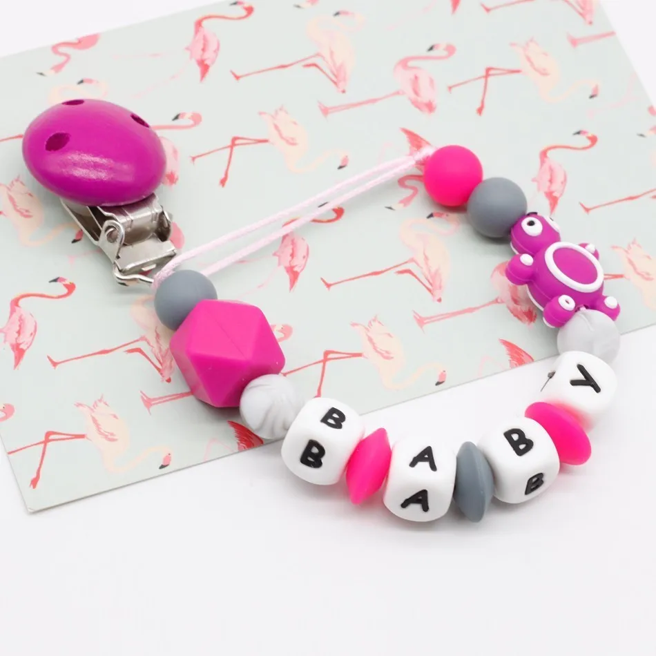 Mini turtle Personalized Silicone Pacifier clip Silicon Chew Beads Baby teething jewelry