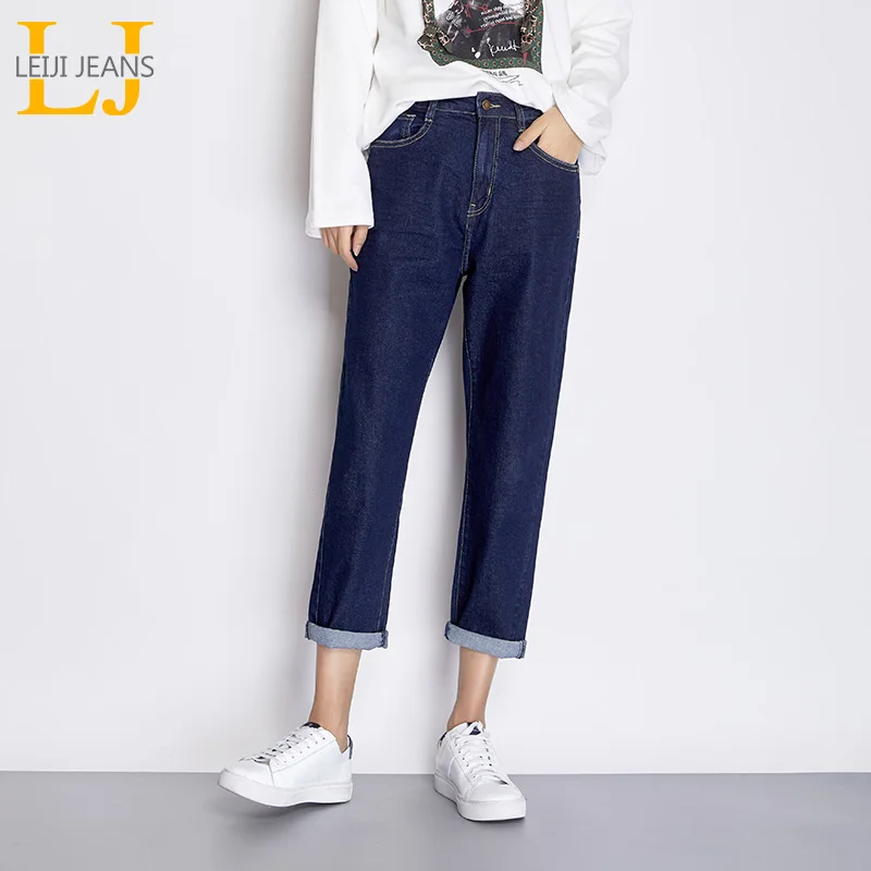 New Autumn Casual Style Dark Blue Classic Denim Plus Size