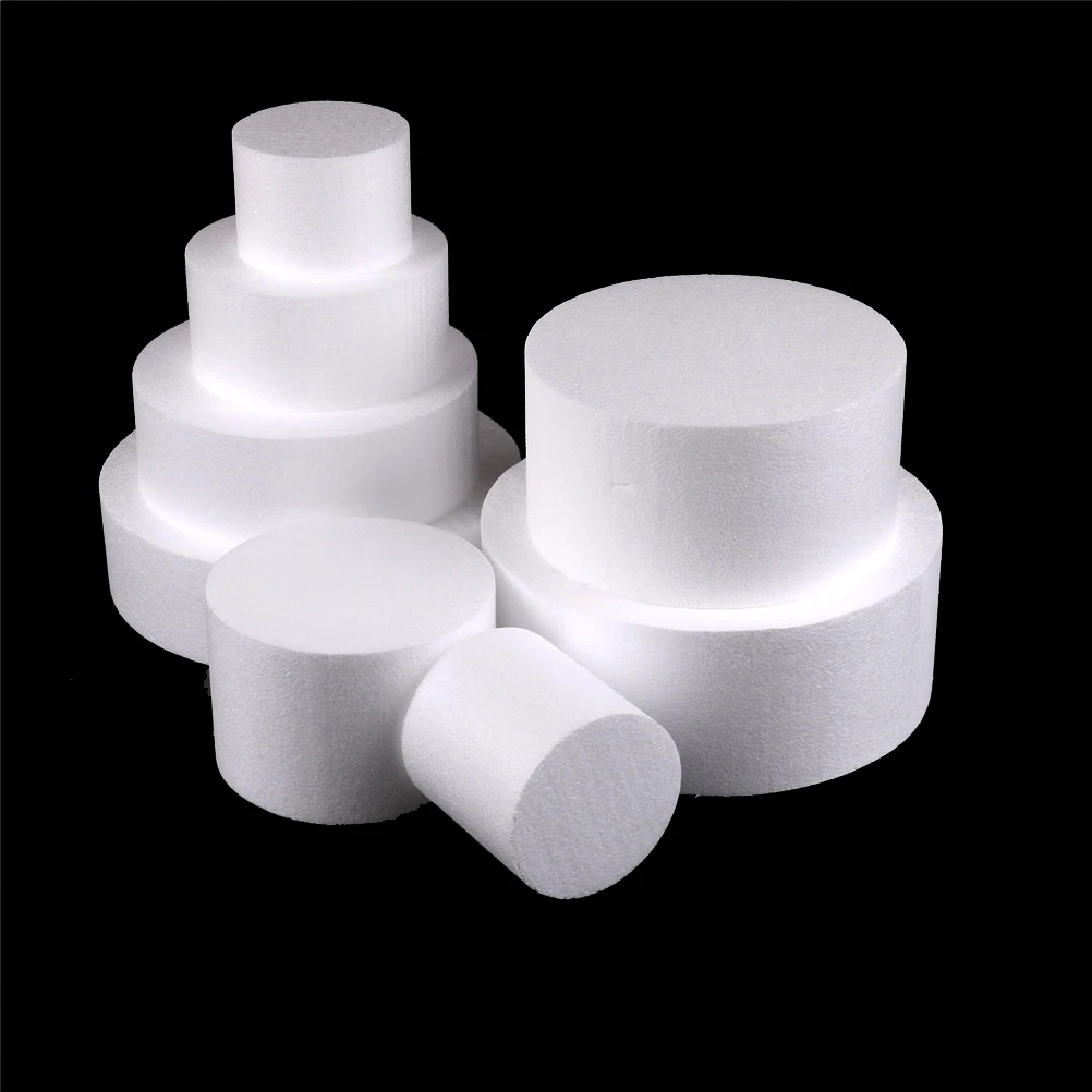 SoundsBeauty Styrofoam Foam Round Cake Dummy Cream Flower Sugarcraft Practice Model 6 inch
