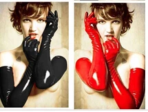 

free shipping Sexy Gloves Womens Adult Wet Look Latex PVC Leather Fetish Costume Accessory 2 colors 1002