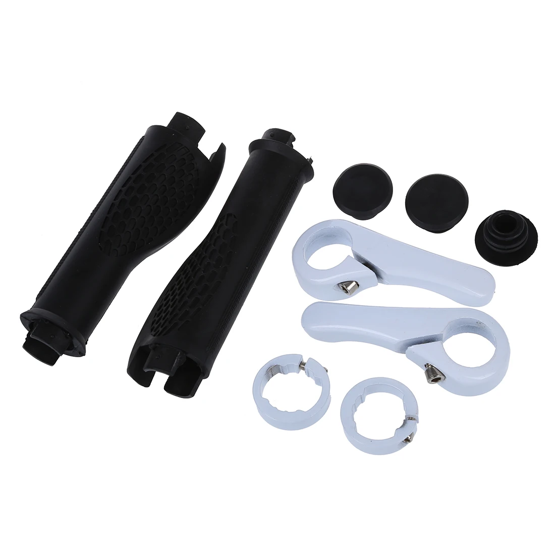 

2x MTB BMx Bicycle Bike Cycling Lock-On Locking Handlebar Hand Bar End Grips New - White+Black