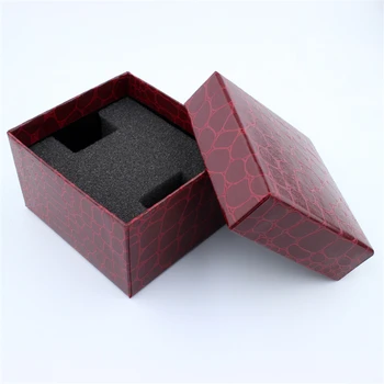 

DoreenBeads Imitation Leather Pattern Paper Watch Jewelry Box Wine Red For Gift Packing & Display Wholesale 90*85*55mm, 1 Piece