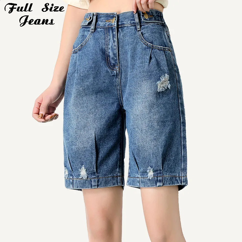 

Women Plus Size Loose Wide Leg Bloomers Style Short Jeans 7XL Summer Vintage Elastic Waist Bermuda Denim Shorts Femme Mom Jean