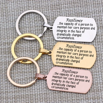

Resilience Capacity Hand Stamped Key Chain Inspirational Keepsake Gift To Friends Family Graduation Students Men Women Jewelry